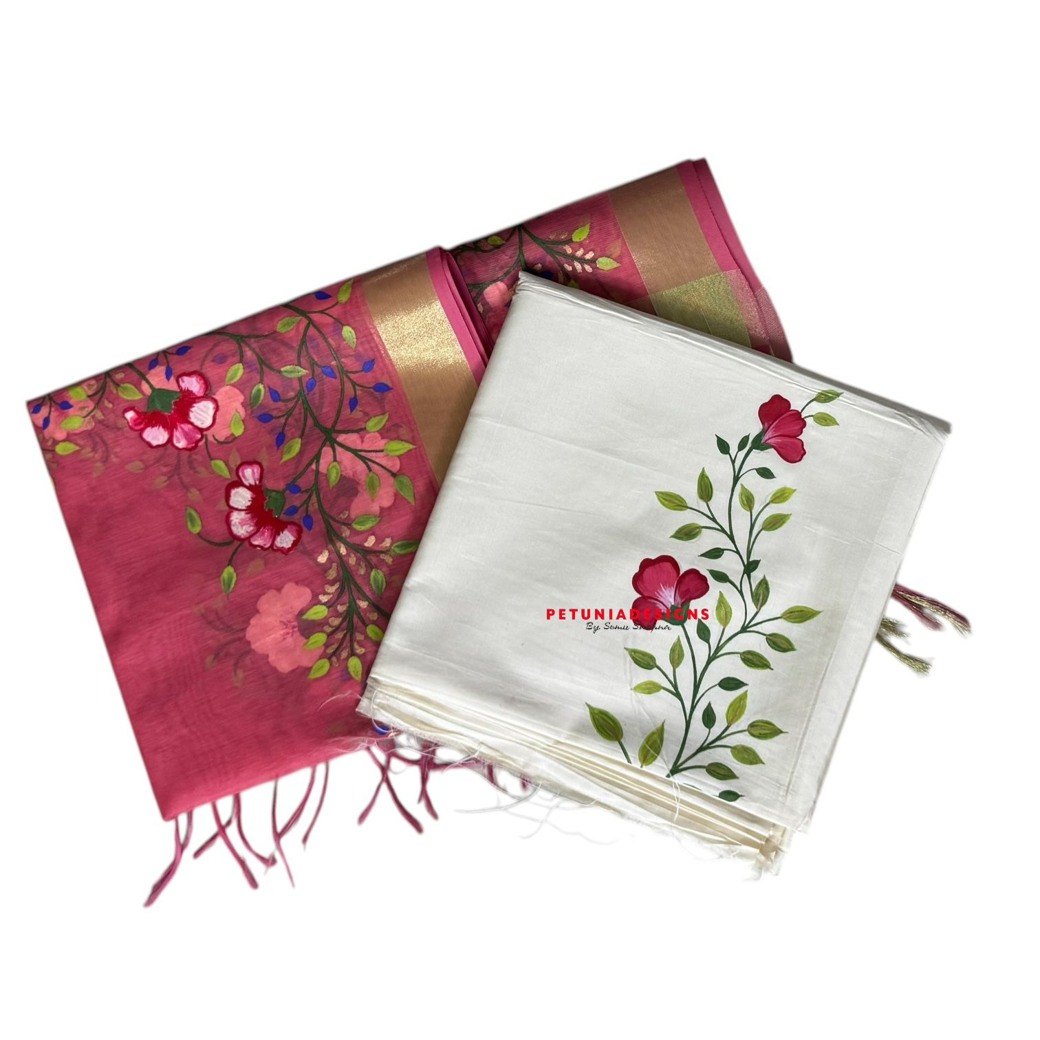 Simple & Elegant Hand-Painted Dress Set Women’s wear set featuring hand-painted floral design and luxury dupatta.